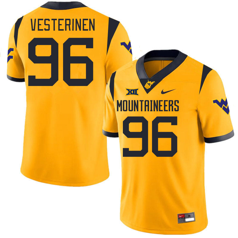 Men #96 Edward Vesterinen West Virginia Mountaineers College 2024 New Uniforms Football Jerseys Stit